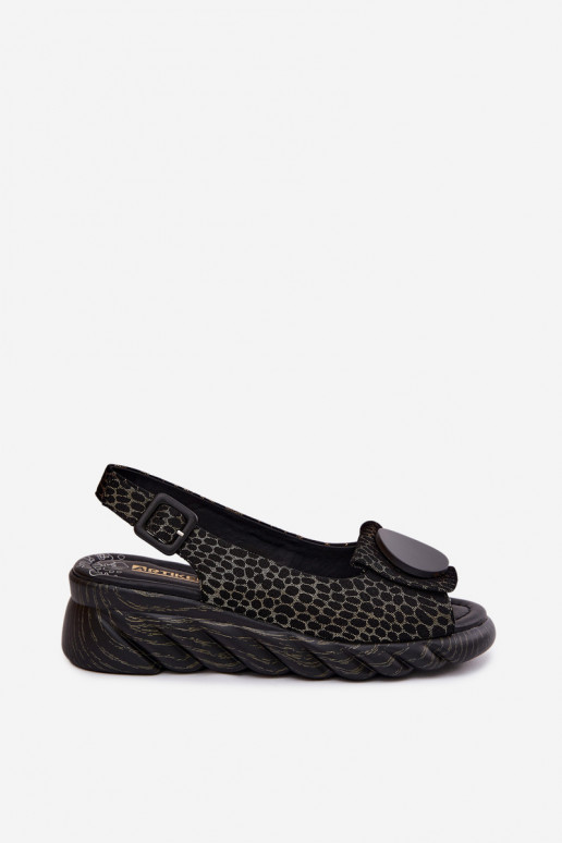 Leer Platform sandalen met ornamenten Artiker 58C0296 ZInart en-gouden kleur