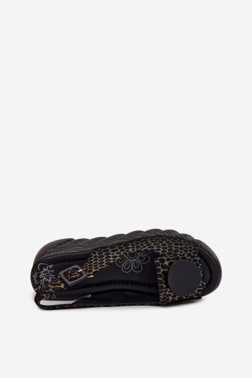 Leer Platform sandalen met ornamenten Artiker 58C0296 ZInart en-gouden kleur