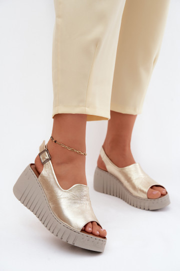 Dames sandalenOpturalnej Skóry met platform Artiker 58C3368 gouden kleur 2