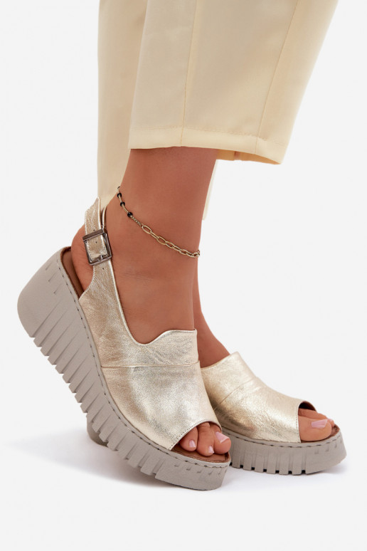 Dames sandalenOpturalnej Skóry met platform Artiker 58C3368 gouden kleur
