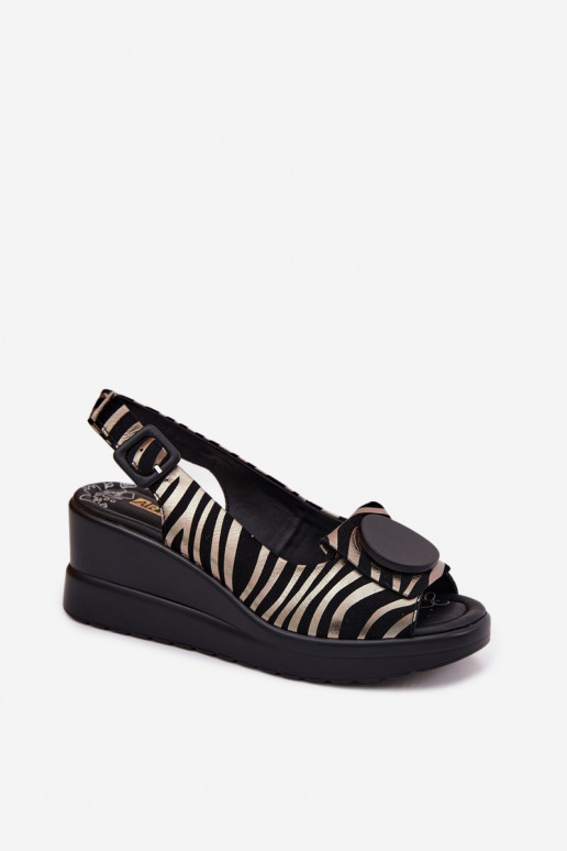 Leer Platform sandalen met ornamenten Artiker 58C0295 ZInart en-gouden kleur