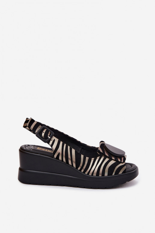 Leer Platform sandalen met ornamenten Artiker 58C0295 ZInart en-gouden kleur