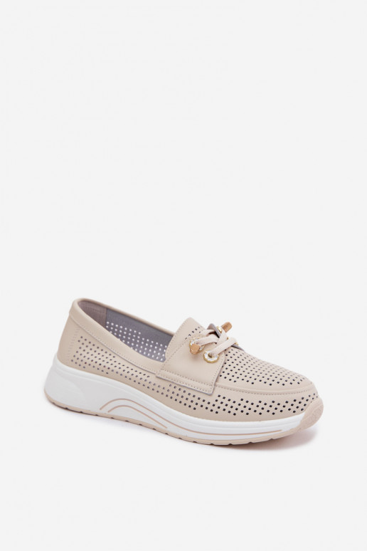 Instap schoenen met uitsnijdelen van natuurlijk leer Artiker 58C0478 zandkleurig
