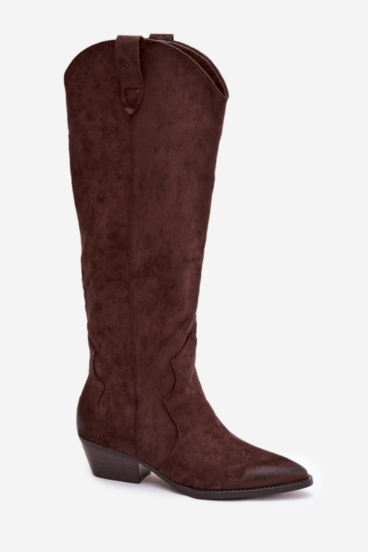 Korte cowboylaarzen van faux suede met hakken Czekolado Jenaya