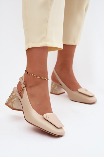 Leren schoenen met hakken en ornamenten Artiker 58C0672 zandkleur 2