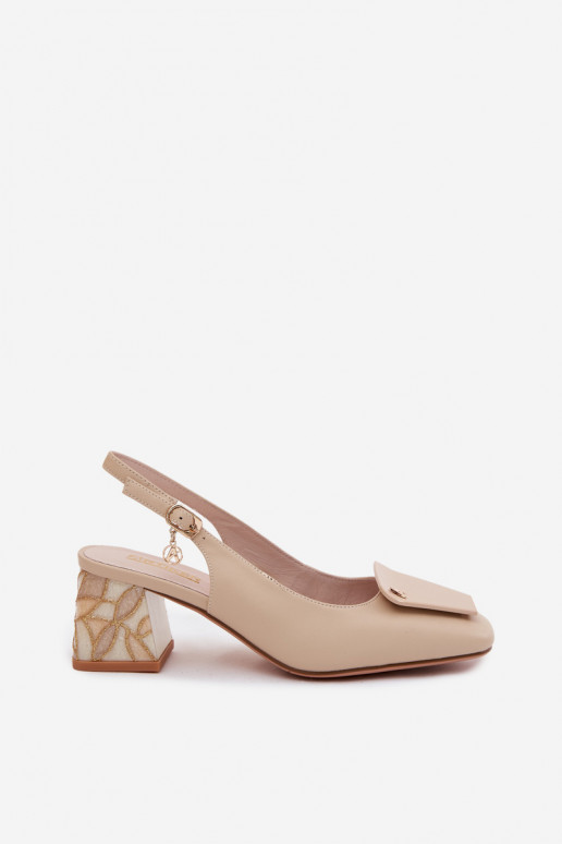 Leer Schoenen met hakken met ornamenten Artiker 58C0672 beige