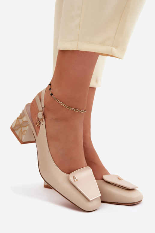 Leer Schoenen met hakken met ornamenten Artiker 58C0672 beige