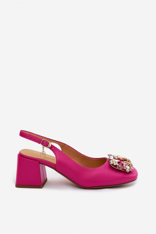 Leer Schoenen met hakken met kristaldecor i met bloemmotieven Artiker 58C0662 roze