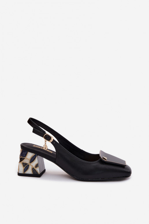Leren schoenen met hakken en ornamenten Artiker 58C0674 zwart