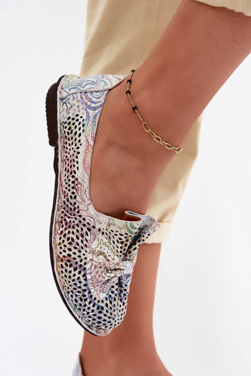 Leer met elementen van opengeInerkt schoenen Ballerinas met linten Artiker 58C3481 Verschillende kleuren