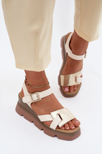 Dames sandalen Dames met platform Artiker 58C0312 beige-gouden kleur