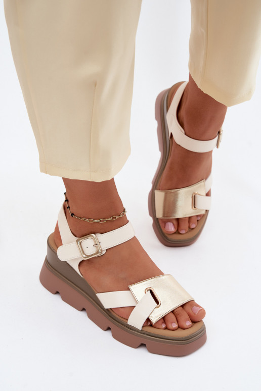 Platformsandalen Artiker 58C0312 zand- en goudkleurig