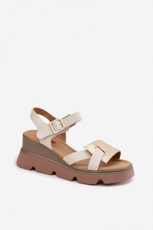 Dames sandalen Dames met platform Artiker 58C0312 beige-gouden kleur