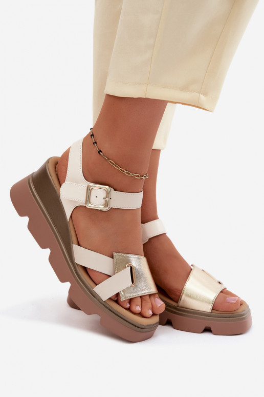 Platformsandalen Artiker 58C0312 zand- en goudkleurig