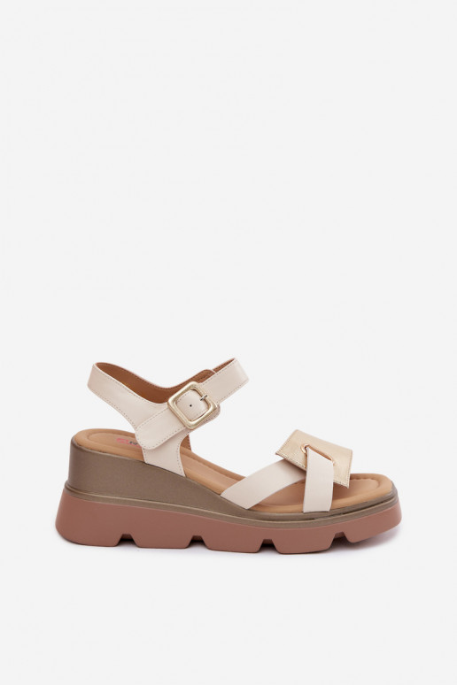 Platformsandalen Artiker 58C0312 zand- en goudkleurig