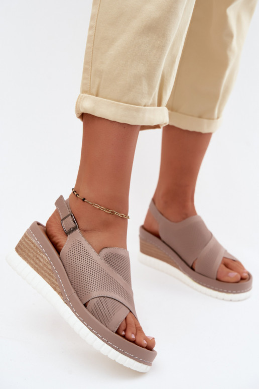 Dames sandalen met platform Echt leer Artiker 58C3146 beige