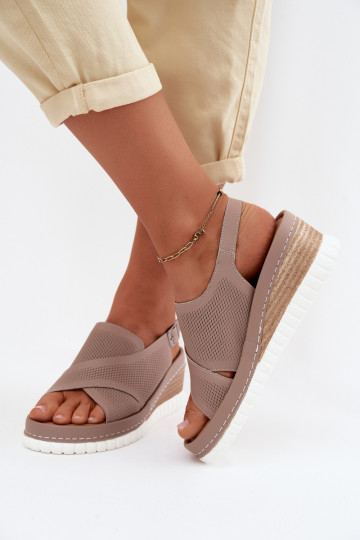 Dames sandalen met platform Echt leer Artiker 58C3146 beige 2