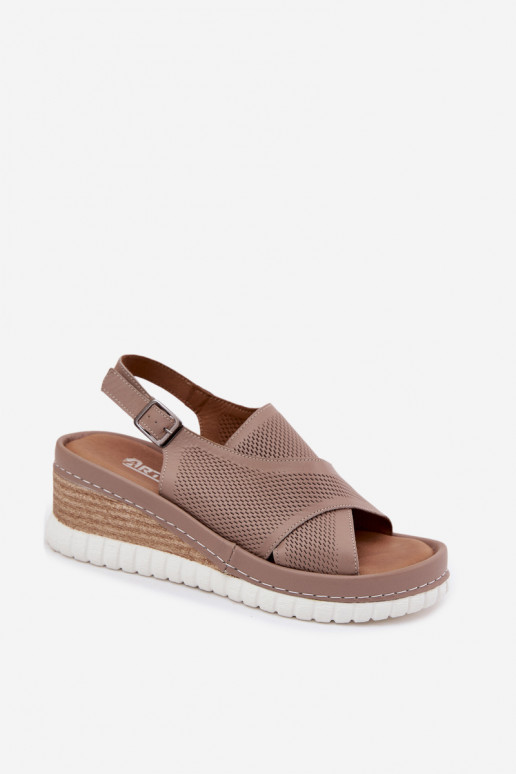 Dames sandalen met platform Echt leer Artiker 58C3146 beige