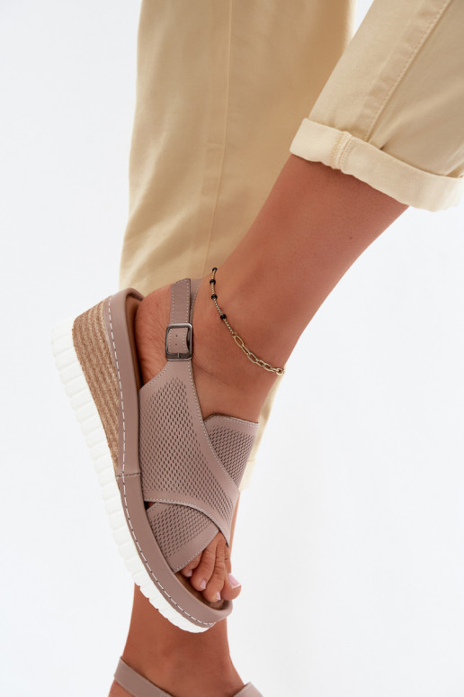 Dames sandalen met platform Echt leer Artiker 58C3146 beige