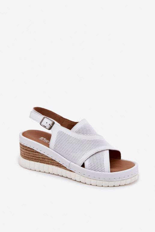Platformsandalen van natuurlijk leer Artiker 58C3145 wit