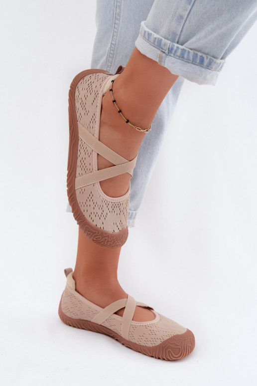 Sportieve stijl BallerinasElastycznymi Paskami Artiker 58C1903 beige