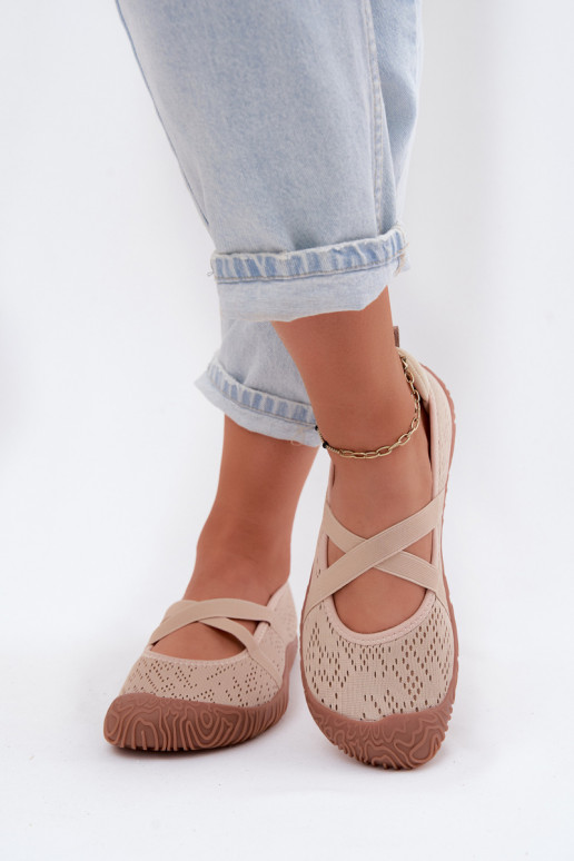 Sportieve stijl BallerinasElastycznymi Paskami Artiker 58C1903 beige