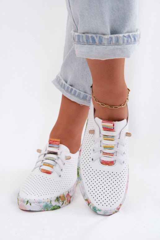 Leren schoenen met patroonplatform Artiker 58C0597 wit