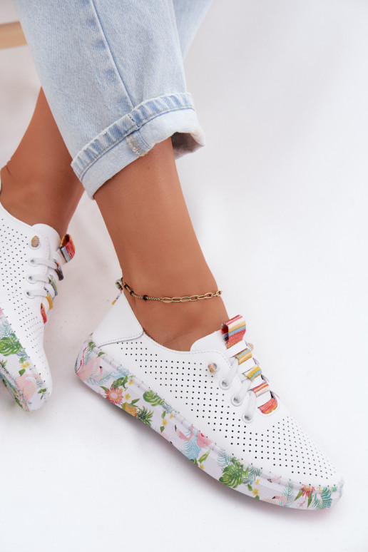 Leren schoenen met patroonplatform Artiker 58C0597 wit