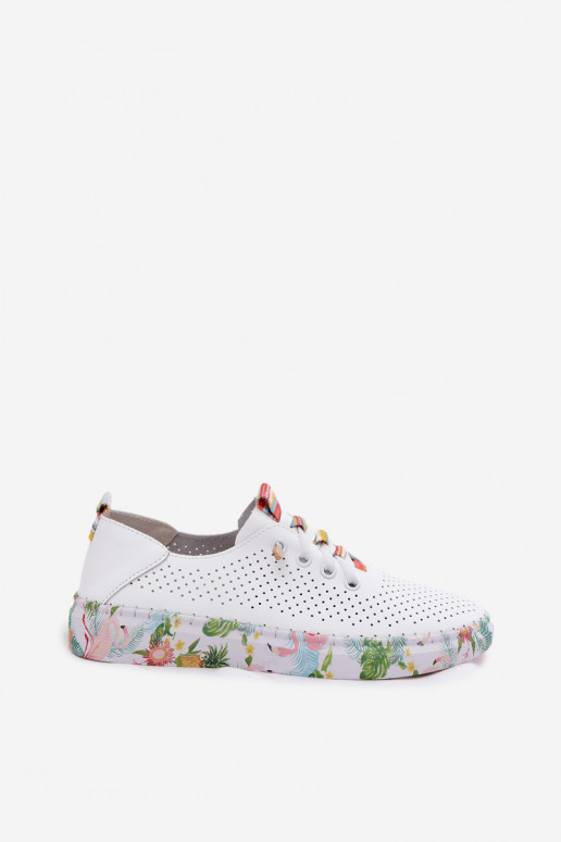Leren schoenen met patroonplatform Artiker 58C0597 wit