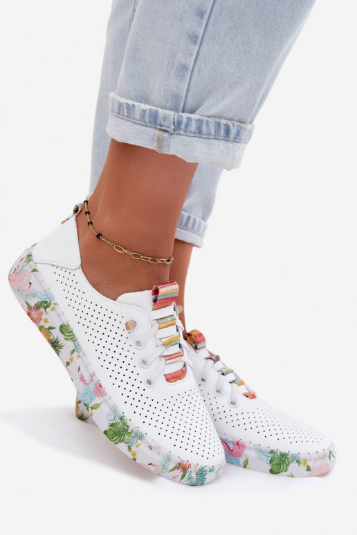Leren schoenen met patroonplatform Artiker 58C0597 wit