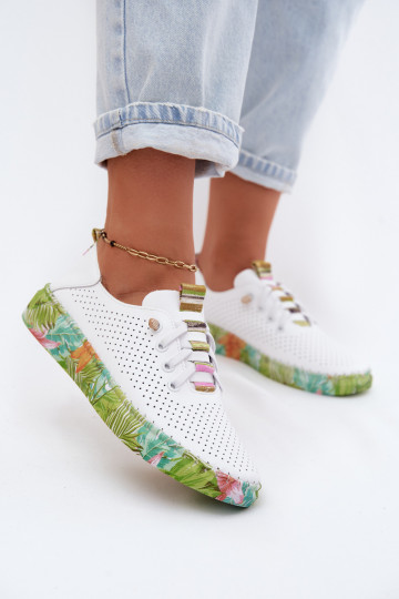 Leer schoenen Dames Op Met patroonj Platformie Artiker 58C0441 INit-groene kleur 2