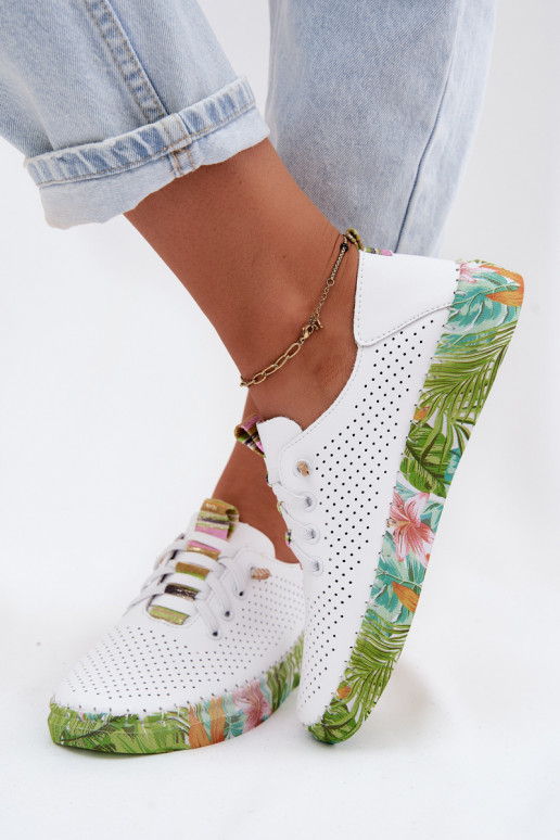 Leer schoenen Dames Op Met patroonj Platformie Artiker 58C0441 INit-groene kleur