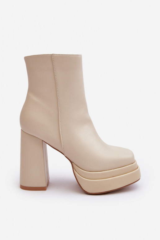 Ivory enkellaarsjes met platform Sandstra