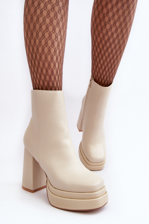 Ivory enkellaarsjes met platform Sandstra