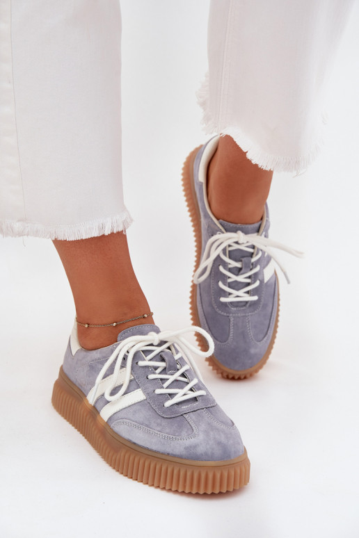 Blauwe suède sneakers met platform Tai turirisae