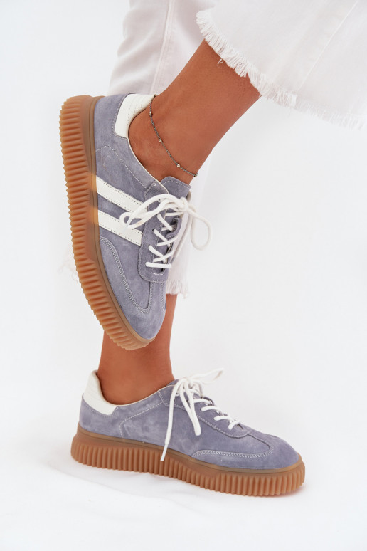 van suède Sneakers model schoenen Dames met platform blauIn Het heeftrisae