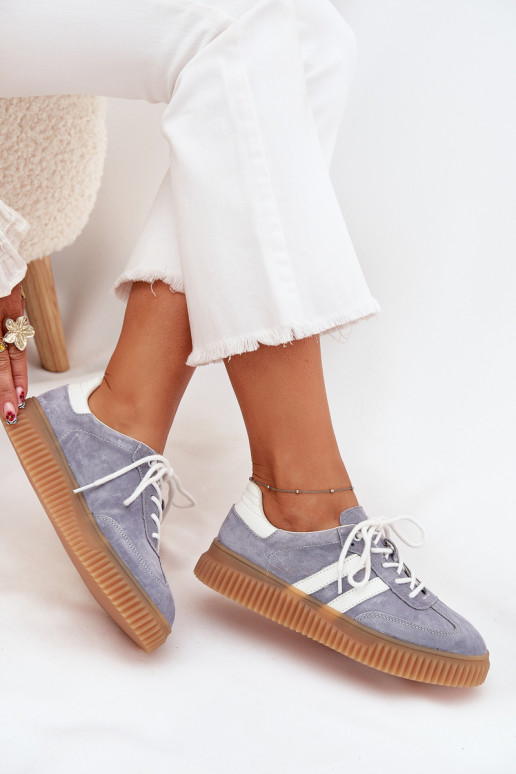 Blauwe suède sneakers met platform Tai turirisae