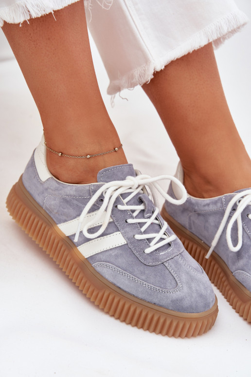 Blauwe suède sneakers met platform Tai turirisae
