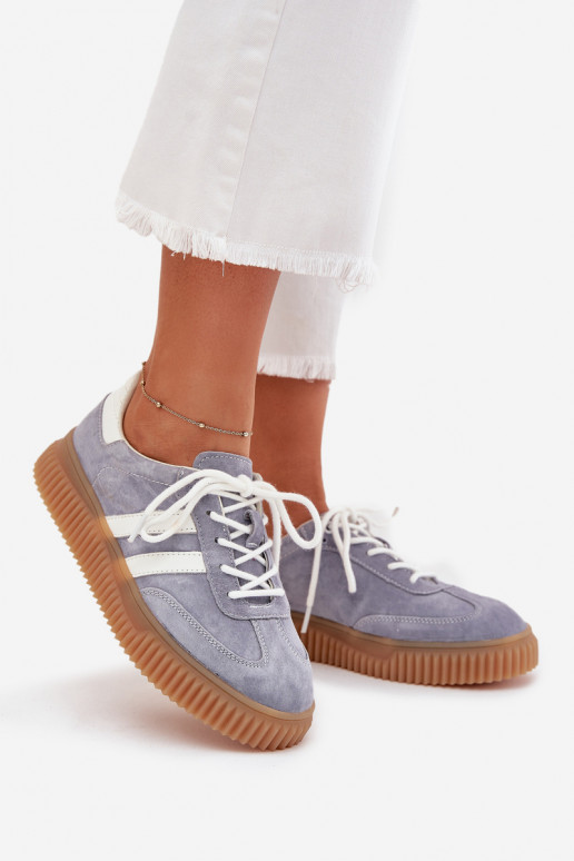 van suède Sneakers model schoenen Dames met platform blauIn Het heeftrisae
