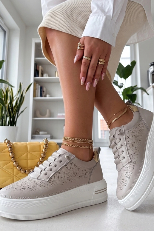 Beige sneakers van natuurlijk leer Cambell
