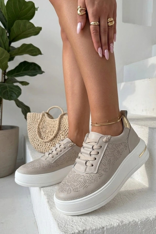 Beige sneakers van natuurlijk leer Cambell