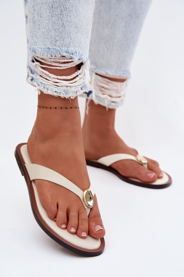 gelijk aan Slippers Slippers Dames Ze gouden kleurm Detalem ivoor Tella 2