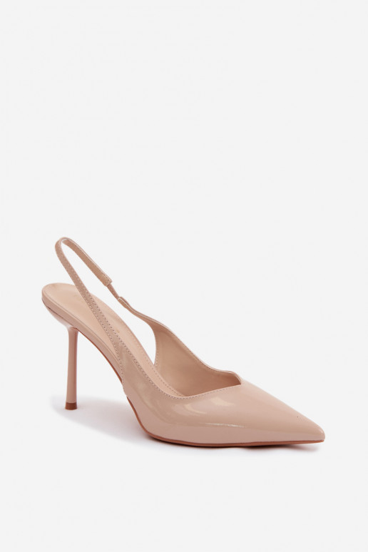 Beige gelakte hoge hakken sandalen van faux leer Calera