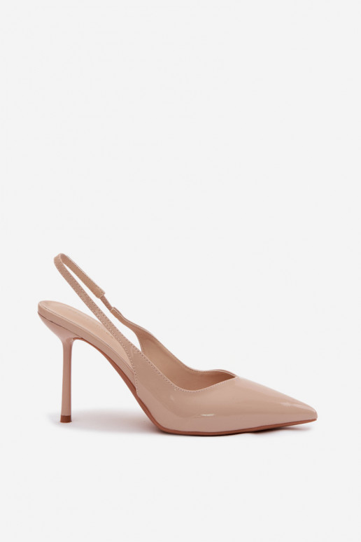 Beige gelakte hoge hakken sandalen van faux leer Calera