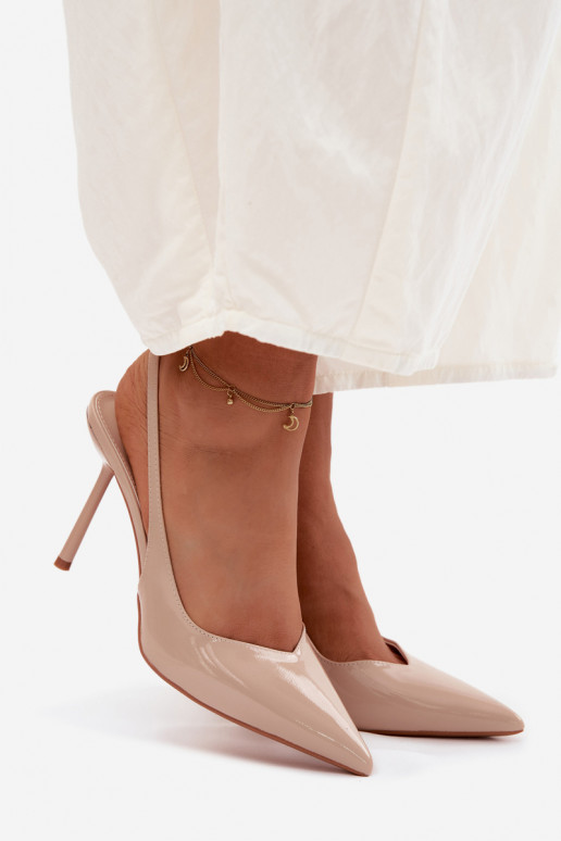 Beige gelakte hoge hakken sandalen van faux leer Calera