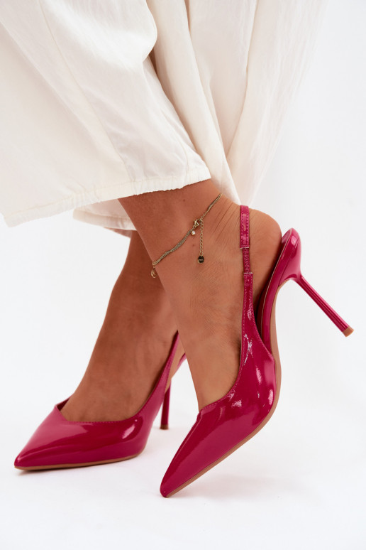 Roze gelakte hoge hakken sandalen van faux leer Calera