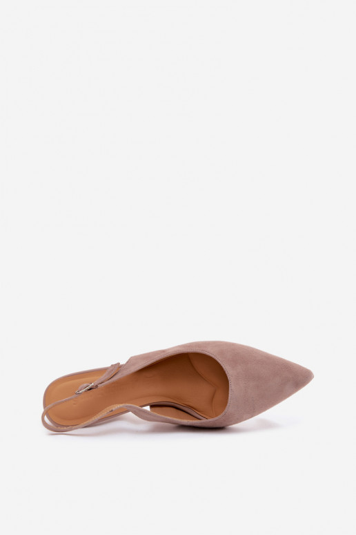 Dames sandalen met dunne hakken in zandkleurige faux suede Kandy
