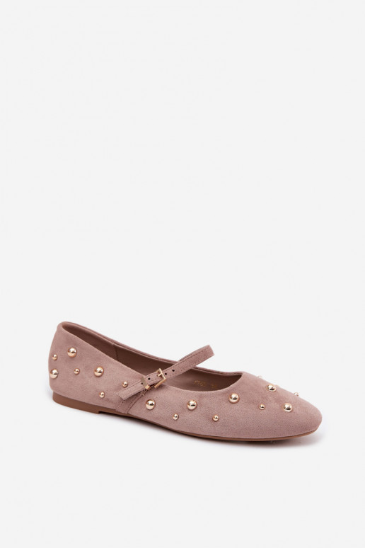 Ballerina's met versiering en lintjes in zandkleur Cuddly