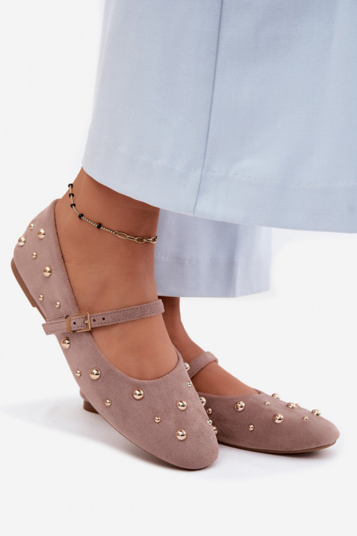 Ballerina's met versiering en lintjes in zandkleur Cuddly