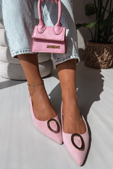 Dames sandalen met brede hak en ornamenten in roze kleur van Sparkle